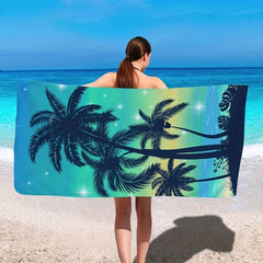 Microfiber Beach Towel Quick Drying Coconut Tree Print Towel 149x86 cm