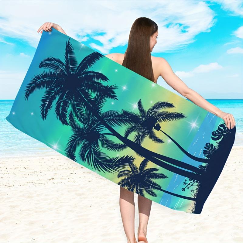 Microfiber Beach Towel Quick Drying Coconut Tree Print Towel 149x86 cm