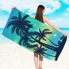 Microfiber Beach Towel Quick Drying Coconut Tree Print Towel 149x86 cm