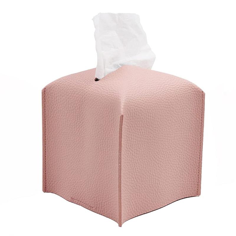 Modern PU Leather Tissue Box Cover for Bathroom Car Office, Square Holder