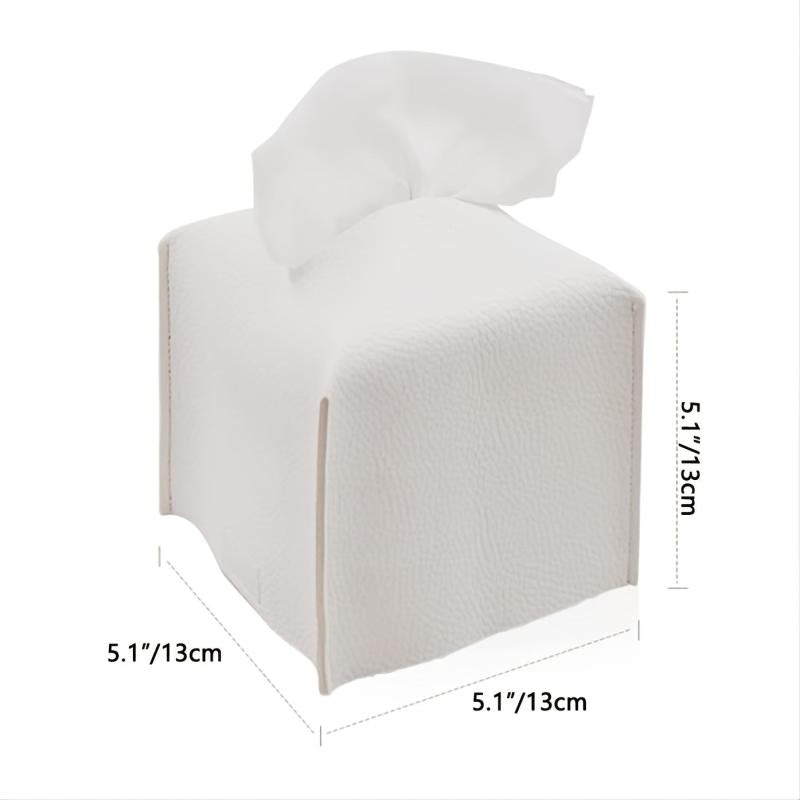 Modern PU Leather Tissue Box Cover for Bathroom Car Office, Square Holder