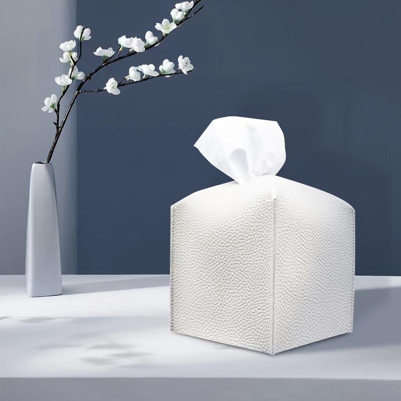 Modern PU Leather Tissue Box Cover for Bathroom Car Office, Square Holder