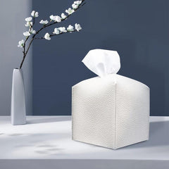 Modern PU Leather Tissue Box Cover for Bathroom Car Office, Square Holder
