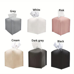 Modern PU Leather Tissue Box Cover for Bathroom Car Office, Square Holder