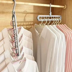Foldable 9-Hole Hanger for Clothes & Accessories - Easy Storage & Organization