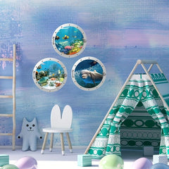 3pcs Ocean Animal Bathtub Sticker Self-adhesive Removable Wall Decals