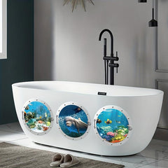 3pcs Ocean Animal Bathtub Sticker Self-adhesive Removable Wall Decals