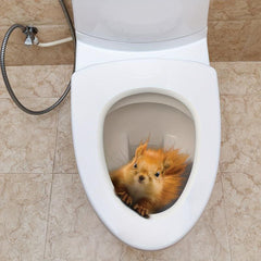 3D Squirrel Toilet Lid Decal Wall Sticker for Bathroom