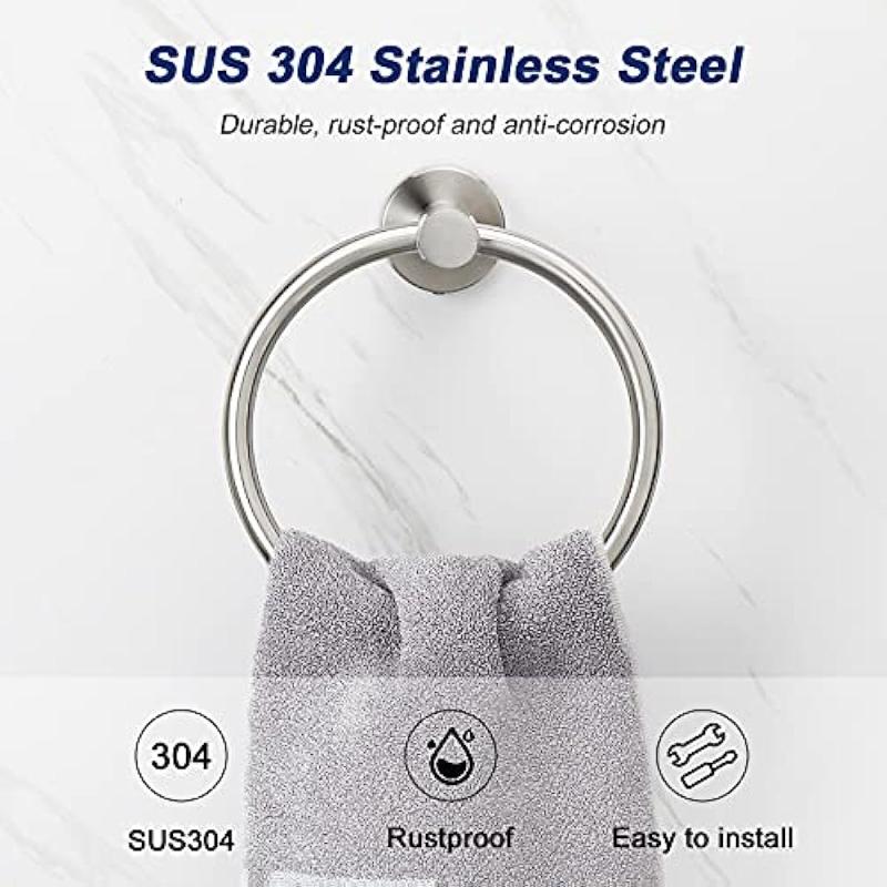 Modern Stainless Steel Bath Towel Ring for Bathroom Decor
