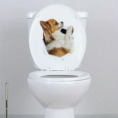 3D Puppy Toilet Sticker Ripped Hole Pattern Decal Self Adhesive