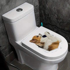 3D Puppy Toilet Sticker Ripped Hole Pattern Decal Self Adhesive