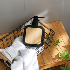 Frosted Bamboo Soap Dispenser Countertop Lotion Bottle with Pump