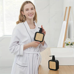 Frosted Bamboo Soap Dispenser Countertop Lotion Bottle with Pump