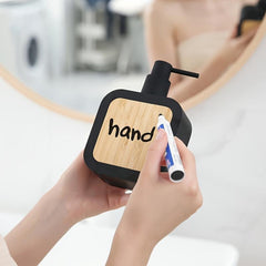Frosted Bamboo Soap Dispenser Countertop Lotion Bottle with Pump