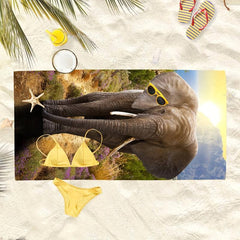 Women's Oversized Quick Dry Microfiber Beach Towel with Elephant Pattern