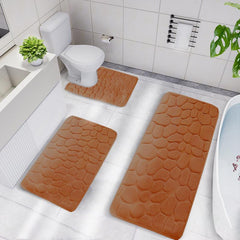3pc Memory Foam Bathroom Mats Set Non Slip Soft Bath Rug Toilet U Shape Mat