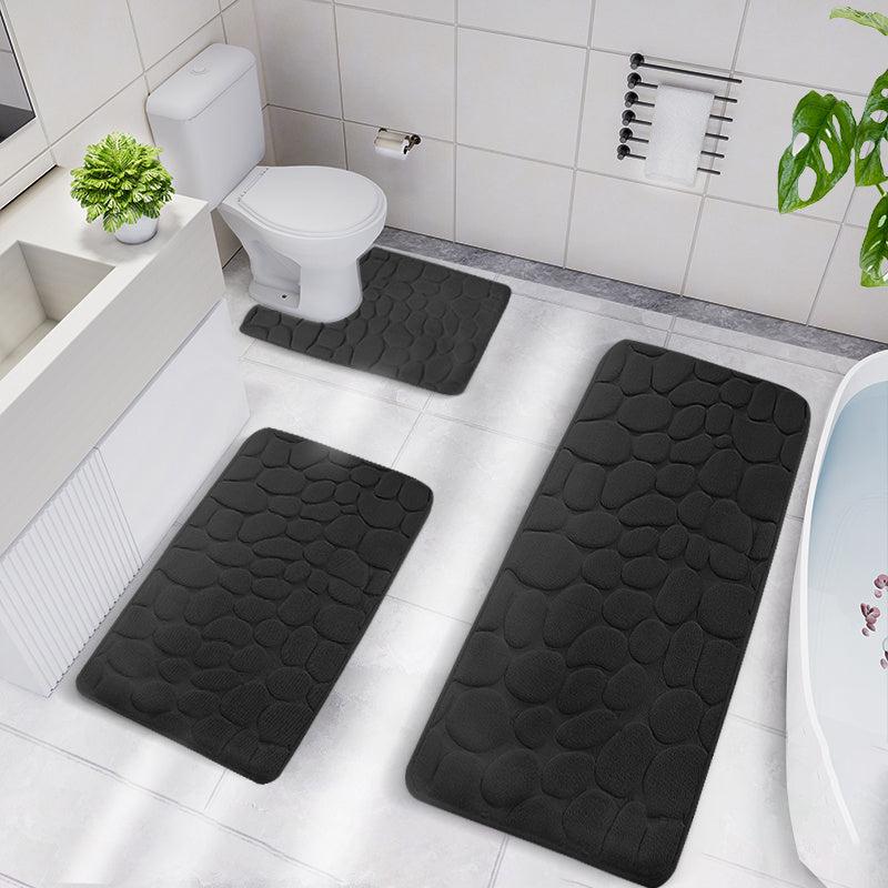 3pc Memory Foam Bathroom Mats Set Non Slip Soft Bath Rug Toilet U Shape Mat