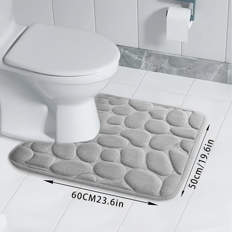 3pc Memory Foam Bathroom Mats Set Non Slip Soft Bath Rug Toilet U Shape Mat
