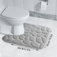 3pc Memory Foam Bathroom Mats Set Non Slip Soft Bath Rug Toilet U Shape Mat