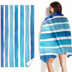 Striped Beach Towel Microfiber Lightweight & Absorbent