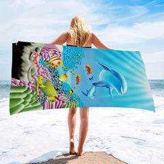 Dolphin Beach Towel Large Microfiber Absorbent Lightweight Towel