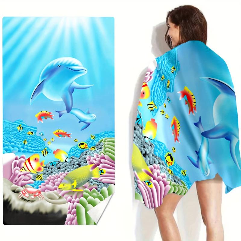 Dolphin Beach Towel Large Microfiber Absorbent Lightweight Towel