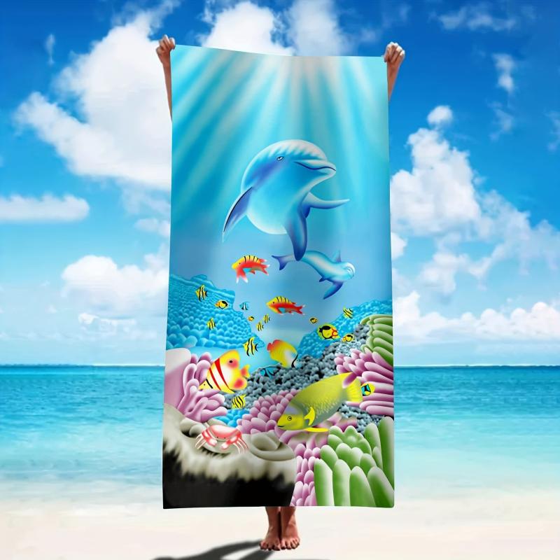 Dolphin Beach Towel Large Microfiber Absorbent Lightweight Towel