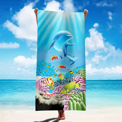 Dolphin Beach Towel Large Microfiber Absorbent Lightweight Towel