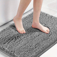 2pcs Chenille Bathroom Floor Mats Set Soft Shaggy Bath Rug Non Slip Bath Mat