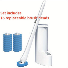 Disposable Toilet Brush Set with Replaceable Brush Heads