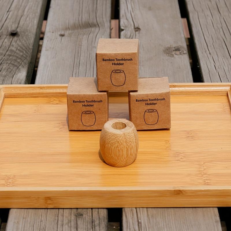 Bamboo Toothbrush Holder Wooden Bathroom Stand Rustic Wooden Makeup Brush Pen