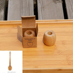 Bamboo Toothbrush Holder Wooden Bathroom Stand Rustic Wooden Makeup Brush Pen