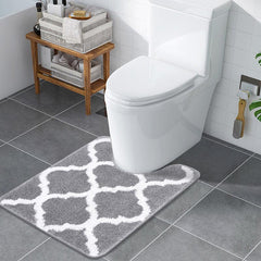 2pcs Microfiber Bathroom Rugs Set Non Slip Shaggy Bath Mat and Toilet Rug