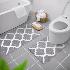 2pcs Microfiber Bathroom Rugs Set Non Slip Shaggy Bath Mat and Toilet Rug