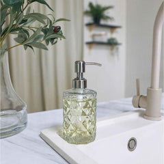 Clear Glass Soap Dispenser 12oz with Stainless Steel Pump