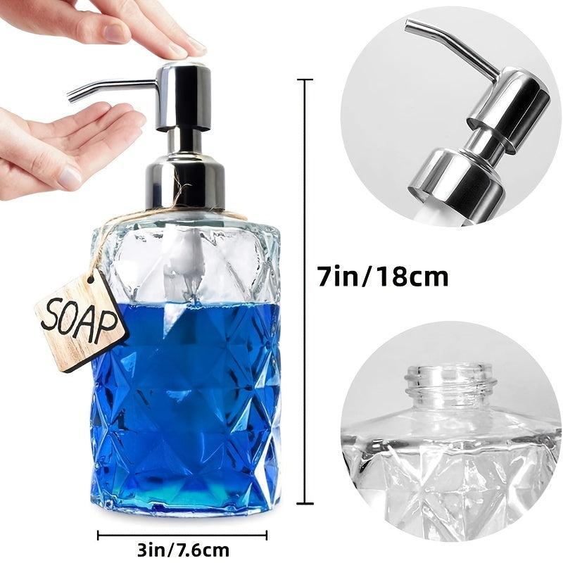 Clear Glass Soap Dispenser 12oz with Stainless Steel Pump