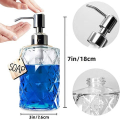 Clear Glass Soap Dispenser 12oz with Stainless Steel Pump