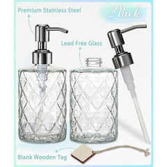 Clear Glass Soap Dispenser 12oz with Stainless Steel Pump