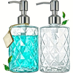 Clear Glass Soap Dispenser 12oz with Stainless Steel Pump