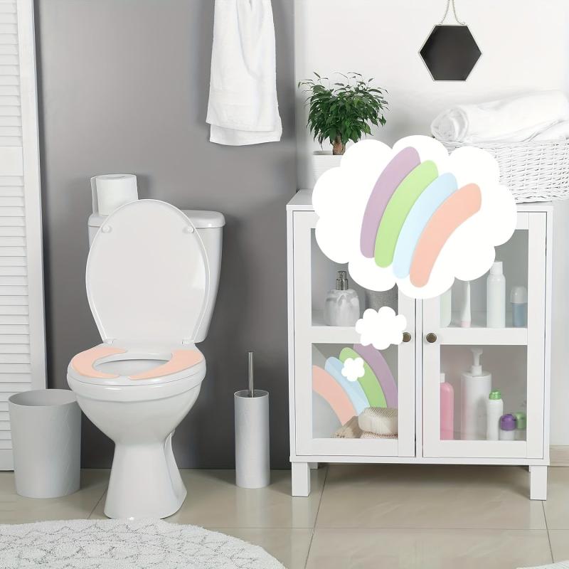 8 Pairs Washable Toilet Seat Cover Pads Bathroom Warmer Cushion Pad