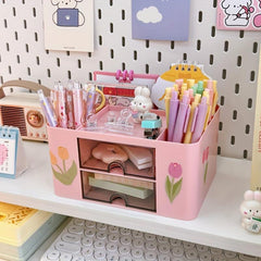 Large Capacity Desk Drawer Pen Holder Plastic Organizer