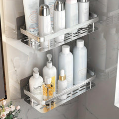 2pcs Wall Mounted Bathroom Storage Rack Stainless Steel Bathroom Tray