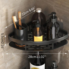 2pcs Wall Mounted Bathroom Storage Rack Stainless Steel Bathroom Tray