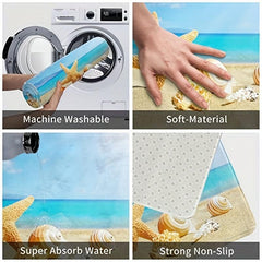 Soft Starfish Shell Bath Rug Non Slip Flannel Mat Machine Washable Decorative