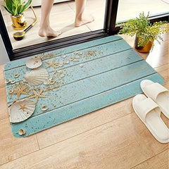 Soft Starfish Shell Bath Rug Non Slip Flannel Mat Machine Washable Decorative