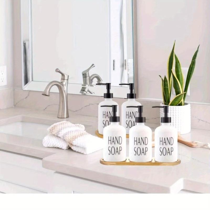 Bamboo Vanity Tray Serving Platter Plain Soap Dispenser Tray