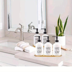 Bamboo Vanity Tray Serving Platter Plain Soap Dispenser Tray