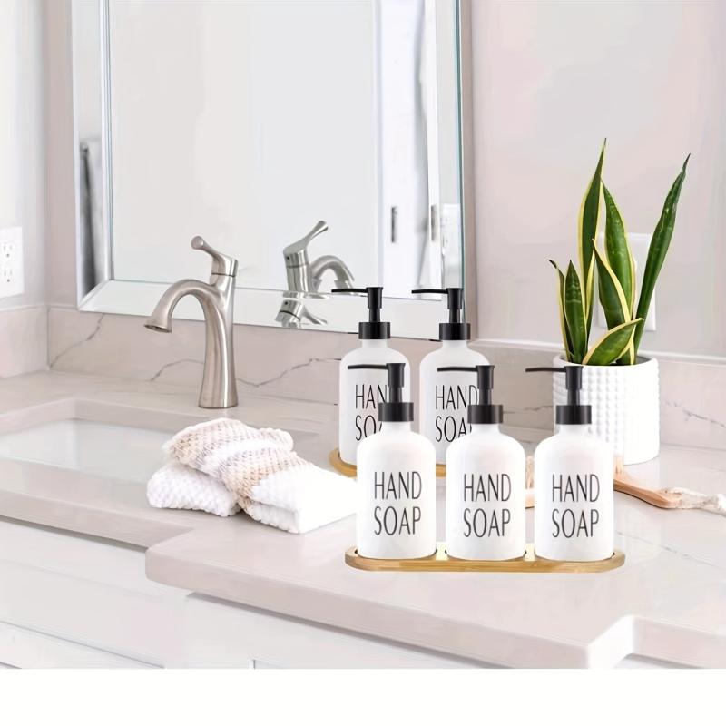 Bamboo Vanity Tray Serving Platter Plain Soap Dispenser Tray
