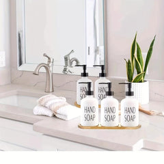 Bamboo Vanity Tray Serving Platter Plain Soap Dispenser Tray