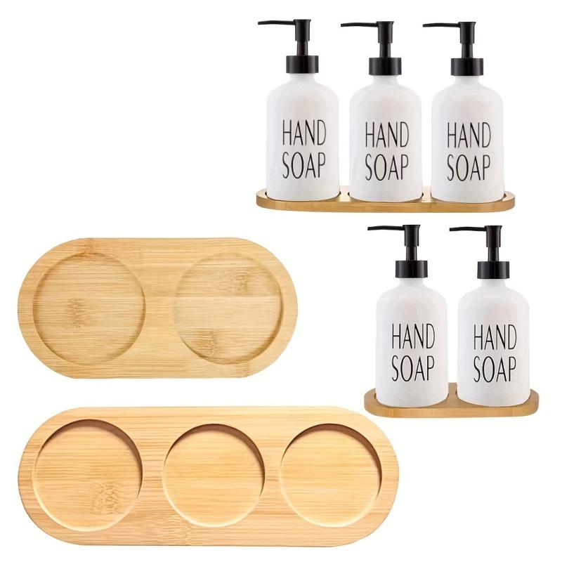 Bamboo Vanity Tray Serving Platter Plain Soap Dispenser Tray